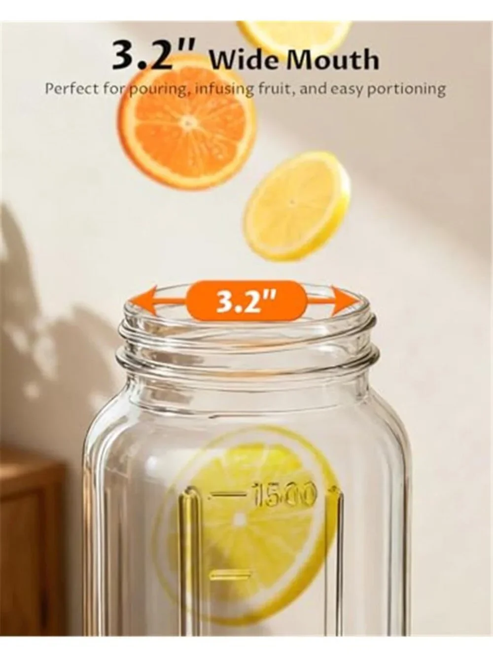64 oz Mason Jar Pitcher – Airtight & Leakproof Glass Pitcher with Lid